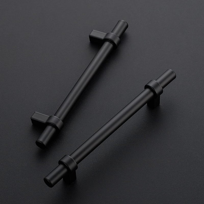 Ravinte 10 Pack 7.38 Inch Cabinet Pulls Matte Black Kitchen Cabinet Hardware Cupboard Handles with Square Base 7.38"" Length 5"" Hole Center - Image 2